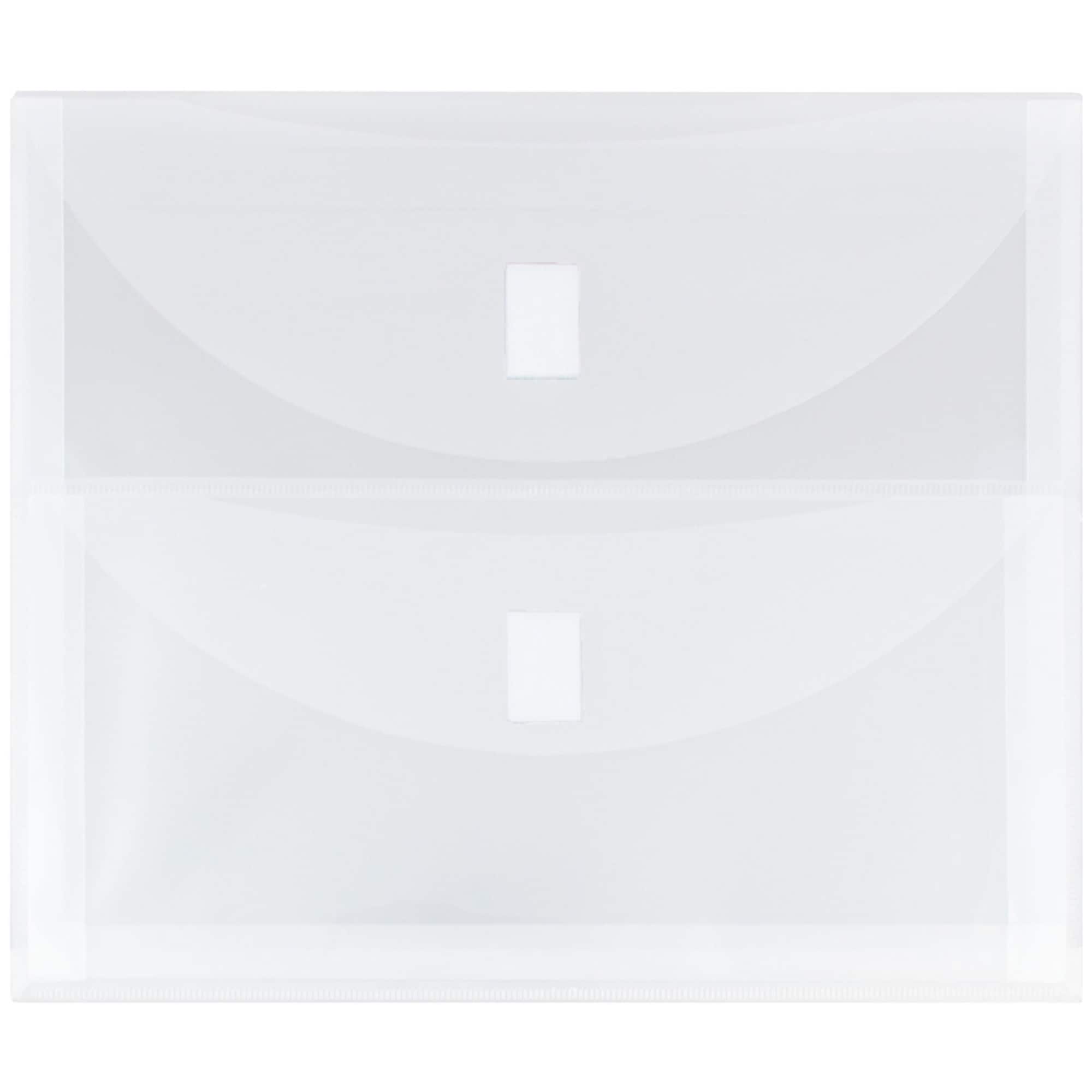 JAM Paper 9.5" x 11.5" Clear 2-Pocket Plastic Hook & Loop Closure Envelopes, 12ct.